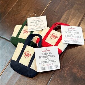 Trader Joe's Canvas Micro Tote Set - Blue, Red, Green (All 3)